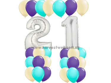 21st Silver Birthday Balloon Value Package